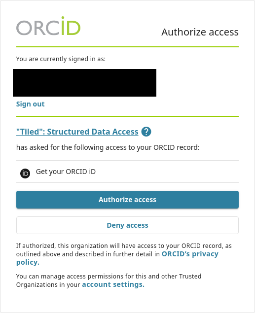 ORCID Authorization Prompt